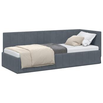 Eckbettgestell mit Kopfteil Dunkelgrau 80 x 200 cm Samt