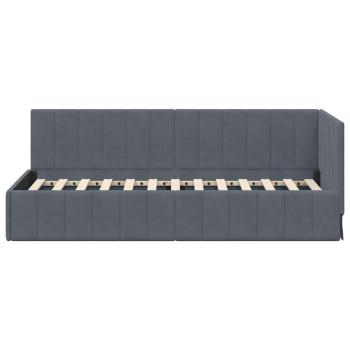 Eckbettgestell mit Kopfteil Dunkelgrau 80 x 200 cm Samt