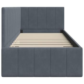 Eckbettgestell mit Kopfteil Dunkelgrau 80 x 200 cm Samt