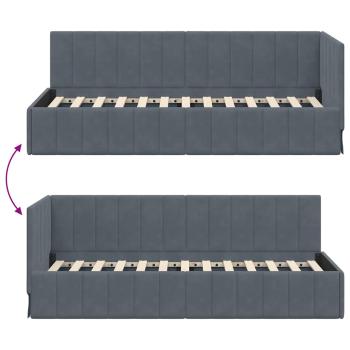 Eckbettgestell mit Kopfteil Dunkelgrau 80 x 200 cm Samt