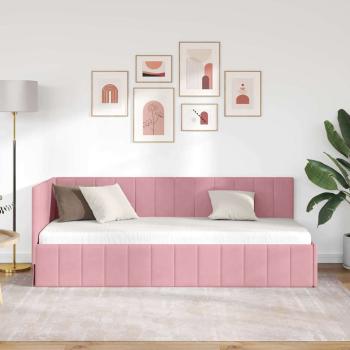 Eckbettgestell mit Kopfteil Rosa 80 x 200 cm Samt