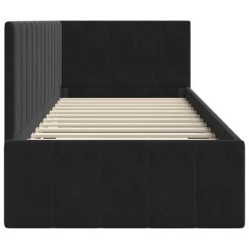 Eckbettgestell mit Kopfteil Schwarz 80 x 200 cm Samt