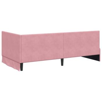 Eckbettgestell mit Kopfteil Rosa 90 x 190 cm Samt