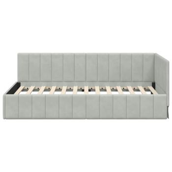 Eckbettgestell mit Kopfteil Hellgrau 100 x 200 cm Samt