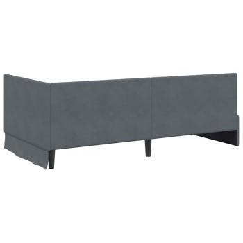 Eckbettgestell mit Kopfteil Dunkelgrau 100 x 200 cm Samt
