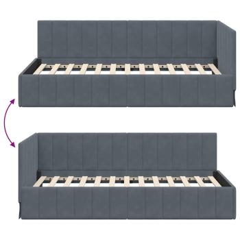Eckbettgestell mit Kopfteil Dunkelgrau 100 x 200 cm Samt