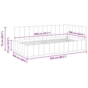 Eckbettgestell mit Kopfteil Schwarz 100 x 200 cm Samt