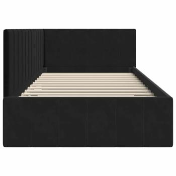 Eckbettgestell mit Kopfteil Schwarz 100 x 200 cm Samt
