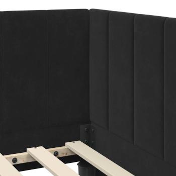 Eckbettgestell mit Kopfteil Schwarz 100 x 200 cm Samt