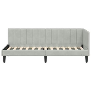 Eckbettgestell mit Kopfteil Hellgrau 80 x 200 cm Samt