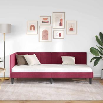 Eckbettgestell mit Kopfteil Weinrot 80 x 200 cm Samt