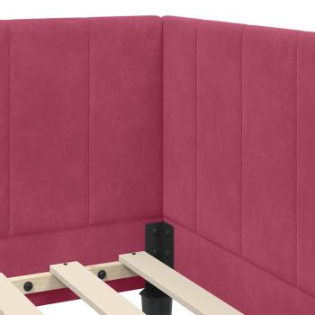 Eckbettgestell mit Kopfteil Weinrot 80 x 200 cm Samt
