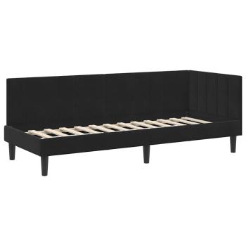 Eckbettgestell mit Kopfteil Schwarz 80 x 200 cm Samt