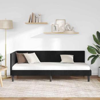 Eckbettgestell mit Kopfteil Schwarz 80 x 200 cm Samt
