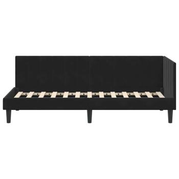 Eckbettgestell mit Kopfteil Schwarz 80 x 200 cm Samt