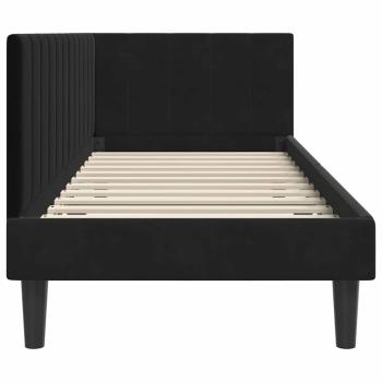 Eckbettgestell mit Kopfteil Schwarz 80 x 200 cm Samt