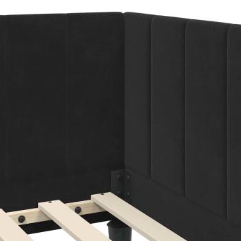 Eckbettgestell mit Kopfteil Schwarz 80 x 200 cm Samt