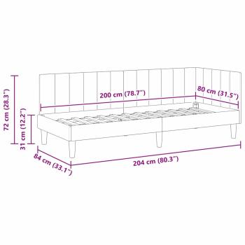 Eckbettgestell mit Kopfteil Creme 80 x 200 cm Samt