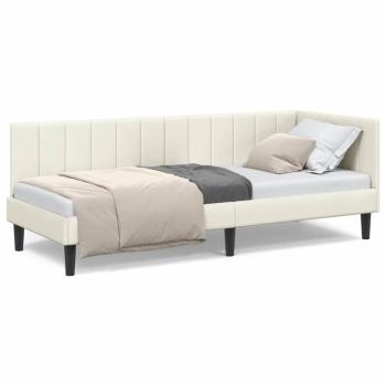 Eckbettgestell mit Kopfteil Creme 80 x 200 cm Samt