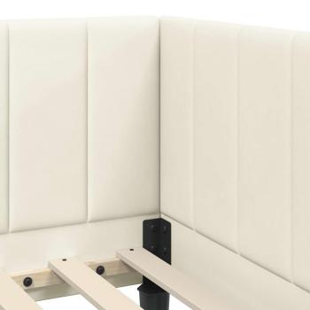 Eckbettgestell mit Kopfteil Creme 80 x 200 cm Samt