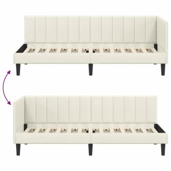 Eckbettgestell mit Kopfteil Creme 80 x 200 cm Samt