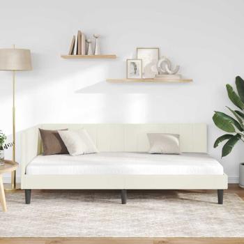 Eckbettgestell mit Kopfteil Creme 90 x 190 cm Samt