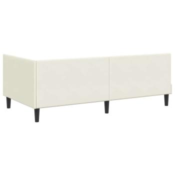 Eckbettgestell mit Kopfteil Creme 90 x 190 cm Samt