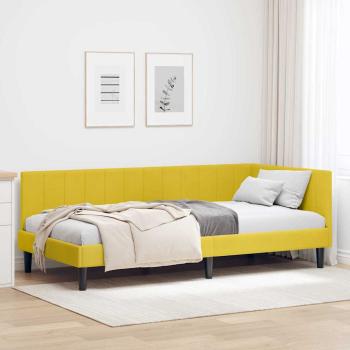 ARDEBO.de - Eckbettgestell mit Kopfteil Gelb 90 x 200 cm Samt