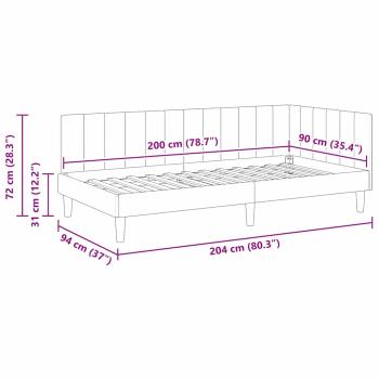 Eckbettgestell mit Kopfteil Gelb 90 x 200 cm Samt
