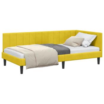 Eckbettgestell mit Kopfteil Gelb 90 x 200 cm Samt