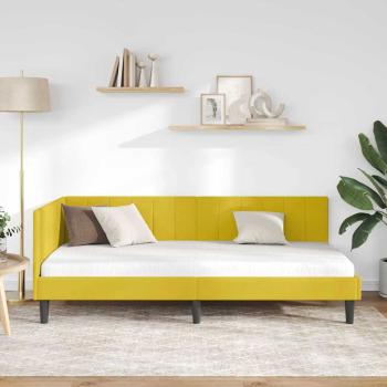 Eckbettgestell mit Kopfteil Gelb 90 x 200 cm Samt