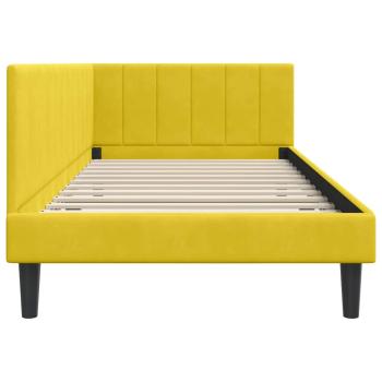 Eckbettgestell mit Kopfteil Gelb 90 x 200 cm Samt
