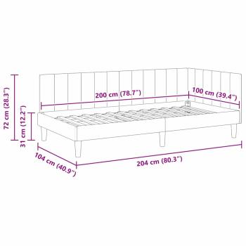 Eckbettgestell mit Kopfteil Blau 100 x 200 cm Samt