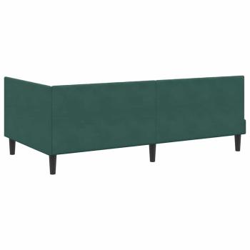 Eckbettgestell mit Kopfteil Dunkelgrün 100 x 200 cm Samt