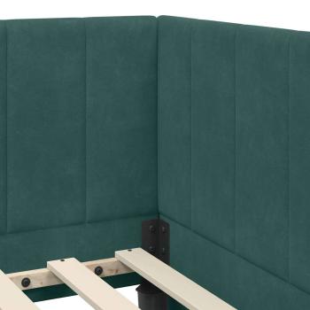 Eckbettgestell mit Kopfteil Dunkelgrün 100 x 200 cm Samt