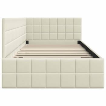 Eckbettgestell mit Kopfteil Creme 90 x 200 cm Samt
