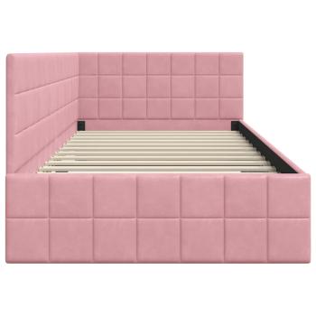 Eckbettgestell mit Kopfteil Rosa 100 x 200 cm Samt