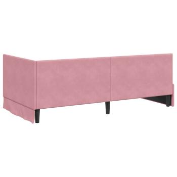 Eckbettgestell mit Kopfteil Rosa 100 x 200 cm Samt