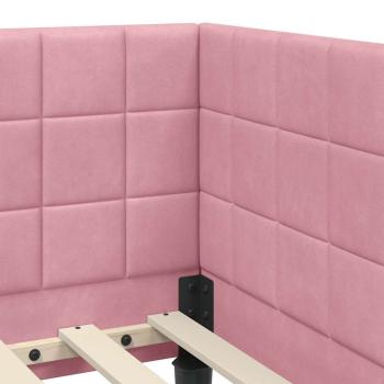 Eckbettgestell mit Kopfteil Rosa 100 x 200 cm Samt