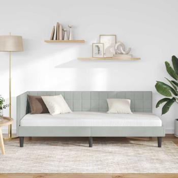 Eckbettgestell mit Kopfteil Hellgrau 80 x 200 cm Samt