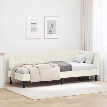 ARDEBO.de - Eckbettgestell mit Kopfteil Creme 80 x 200 cm Samt