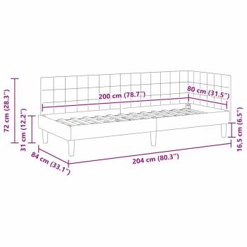 Eckbettgestell mit Kopfteil Creme 80 x 200 cm Samt