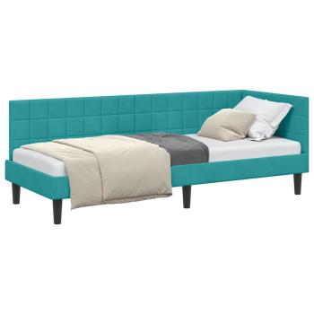 Eckbettgestell mit Kopfteil Türkis 80 x 200 cm Samt