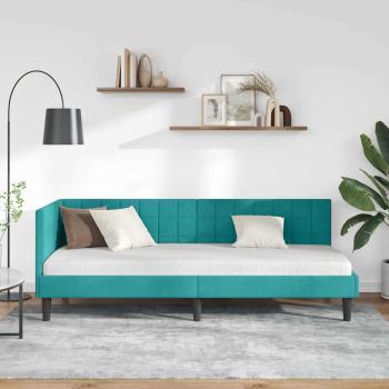 Eckbettgestell mit Kopfteil Türkis 80 x 200 cm Samt