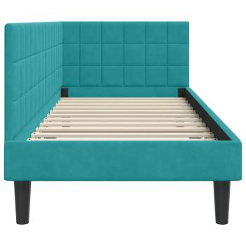 Eckbettgestell mit Kopfteil Türkis 80 x 200 cm Samt