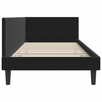 Eckbettgestell mit Kopfteil Schwarz 90 x 190 cm Samt