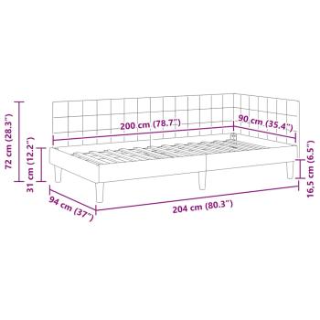 Eckbettgestell mit Kopfteil Rosa 90 x 200 cm Samt