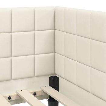 Eckbettgestell mit Kopfteil Creme 90 x 200 cm Samt