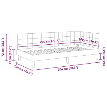 Eckbettgestell mit Kopfteil Dunkelgrau 100 x 200 cm Samt