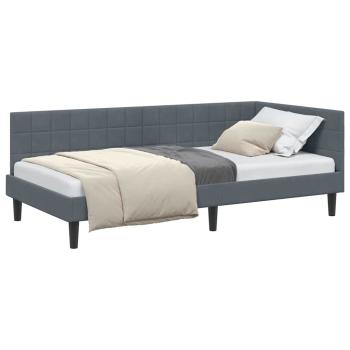 Eckbettgestell mit Kopfteil Dunkelgrau 100 x 200 cm Samt